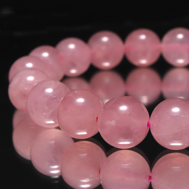 ブレス　ディープローズクォーツ＜マダガスカル産＞　丸 [co-g1686]