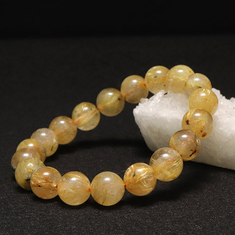 ブレス　ルチルクォーツ＜ブラジル産＞　丸 [co-g1716]