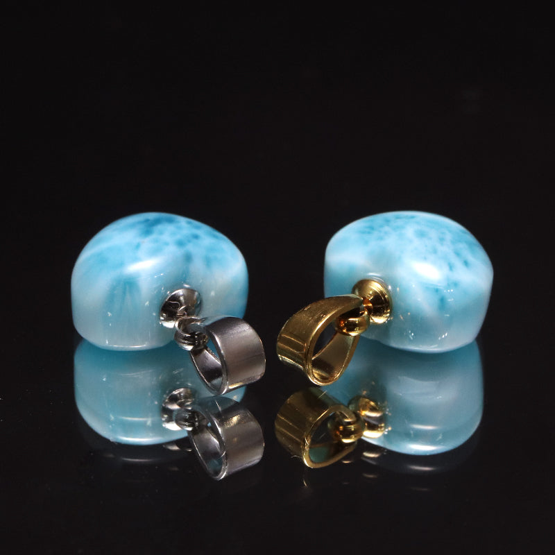 【1/19まで水瓶座星座石20％OFF(決済時に自動割引)】ペンダントトップ　ラリマー＜ドミニカ産＞　ハート型　約10.5～12.5mm×約10～11mm　垂直タイプ　ステンレス製 [co-g1747]