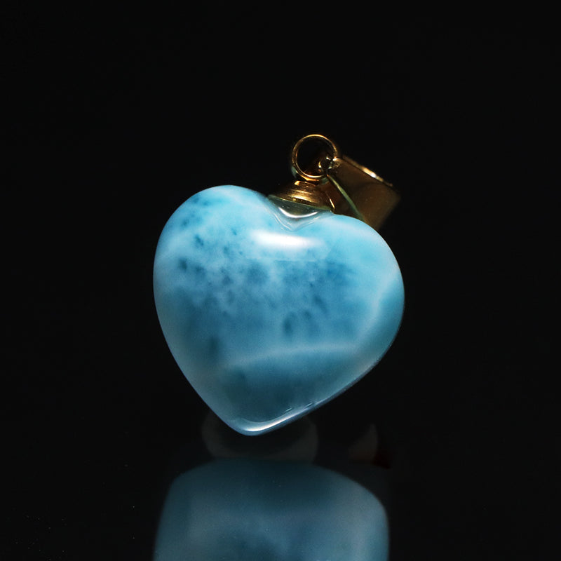 【1/19まで水瓶座星座石20％OFF(決済時に自動割引)】ペンダントトップ　ラリマー＜ドミニカ産＞　ハート型　約10.5～12.5mm×約10～11mm　垂直タイプ　ステンレス製 [co-g1747]