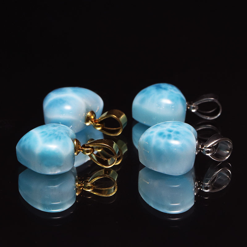 【1/19まで水瓶座星座石20％OFF(決済時に自動割引)】ペンダントトップ　ラリマー＜ドミニカ産＞　ハート型　約10.5～12.5mm×約10～11mm　垂直タイプ　ステンレス製 [co-g1747]