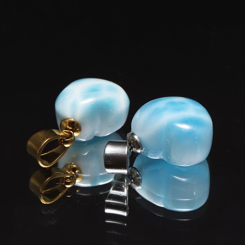 ペンダントトップ　ラリマー＜ドミニカ産＞　大　ハート型　約11.5～13mm×約10～12mm　斜めタイプ　ステンレス製 [co-g1749]