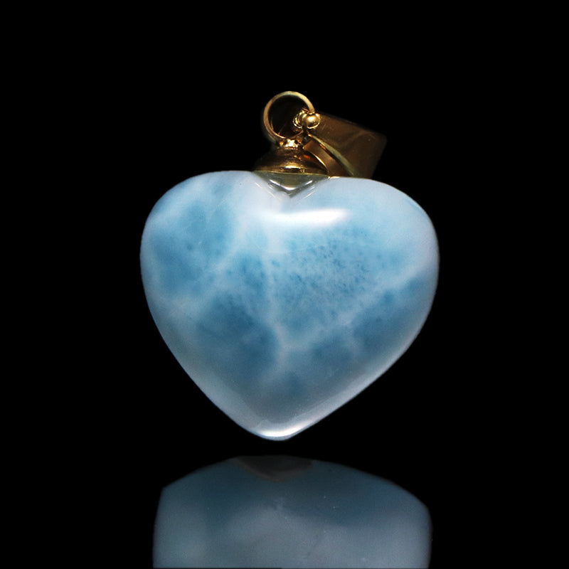 【1/19まで水瓶座星座石20％OFF(決済時に自動割引)】ペンダントトップ　ラリマー＜ドミニカ産＞　小　ハート型　約12～14.5mm×約11～13.5mm　垂直タイプ　ステンレス製 [co-g1751]