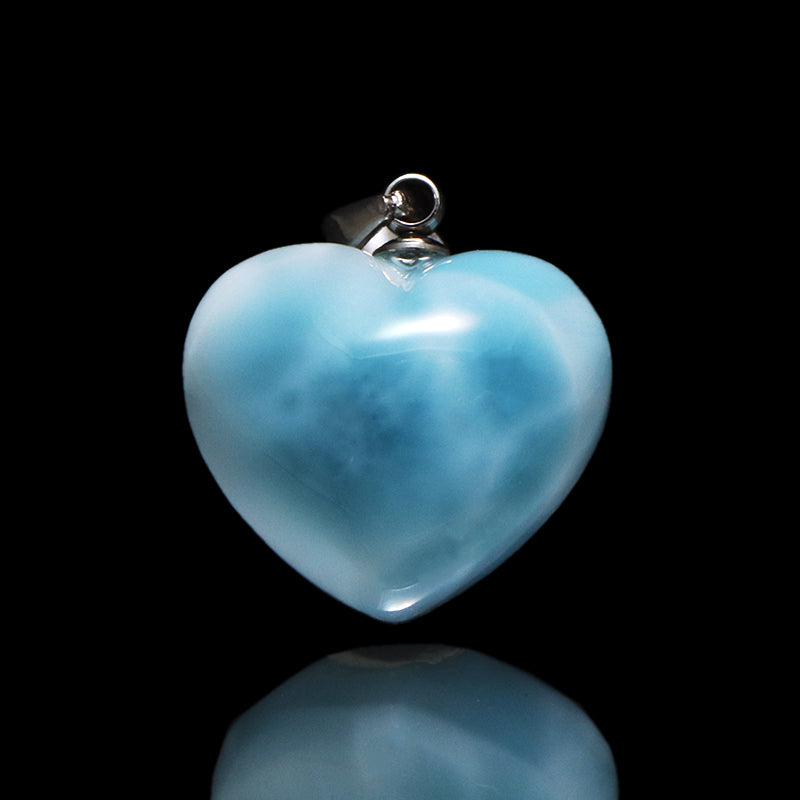 【1/19まで水瓶座星座石20％OFF(決済時に自動割引)】ペンダントトップ　ラリマー＜ドミニカ産＞　小　ハート型　約12～14.5mm×約11～13.5mm　垂直タイプ　ステンレス製 [co-g1751]