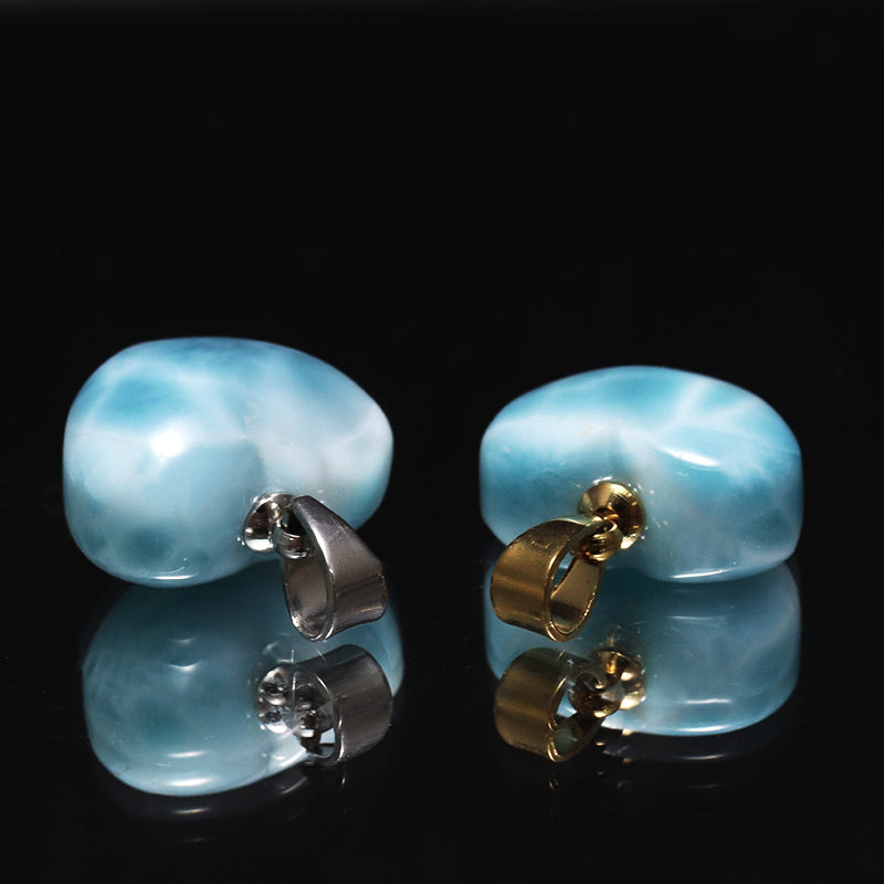 【1/19まで水瓶座星座石20％OFF(決済時に自動割引)】ペンダントトップ　ラリマー＜ドミニカ産＞　小　ハート型　約12～14.5mm×約11～13.5mm　垂直タイプ　ステンレス製 [co-g1751]