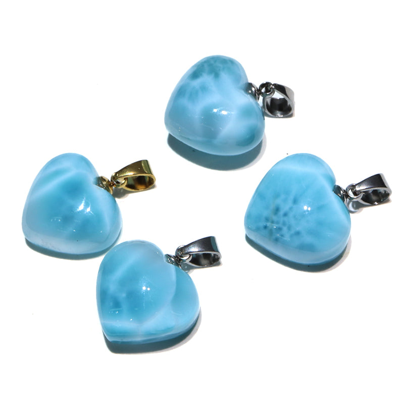 【1/19まで水瓶座星座石20％OFF(決済時に自動割引)】ペンダントトップ　ラリマー＜ドミニカ産＞　大　ハート型　約14.5～15.5mm×約12.5～14.5mm　垂直タイプ　ステンレス製 [co-g1752]