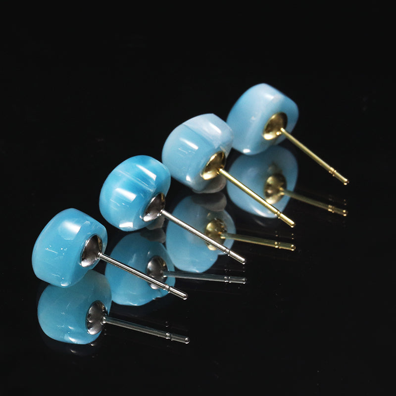 ピアス　ラリマー＜ドミニカ産＞　ハート型　　約8～10mm×約7～9mm　ステンレス製　　 [co-g1755]