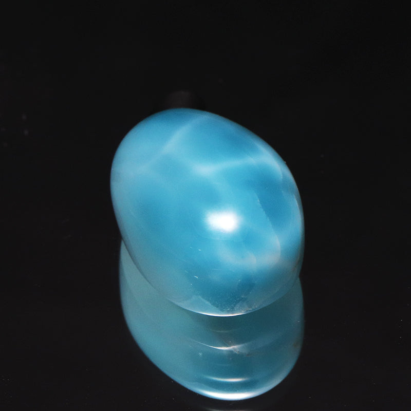 ペンダントトップ　ラリマー＜ドミニカ産＞　オーバル型　ステンレス製　シルバー  [co-g1754]