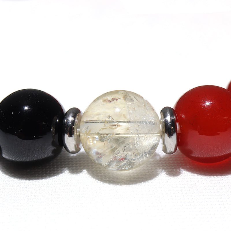【割引不可】【ハロウィン商品】オニキス×カーネリアン×シトリン　約8mm　ブレスレット　丸　[co-g2958]