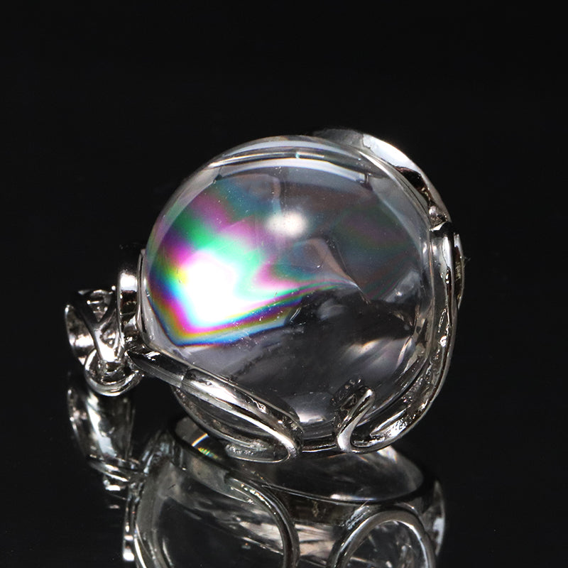 ペンダントトップ　アイリスクォーツ　虹入り水晶　シルバー [co-g1770]