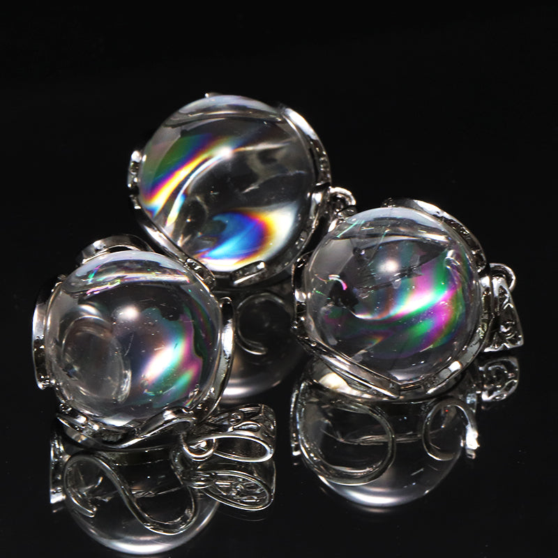 ペンダントトップ　アイリスクォーツ　虹入り水晶　シルバー [co-g1770]