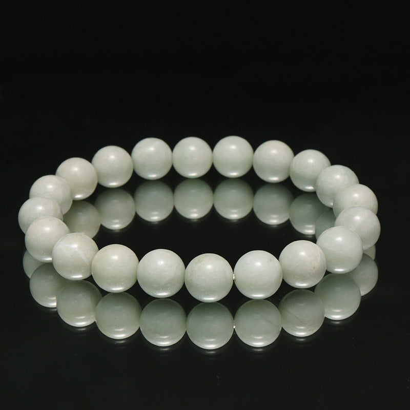 【日本銘石】ブレス　糸魚川翡翠＜新潟県産＞　白緑　AAランク　丸約10mm　[co-g1772]