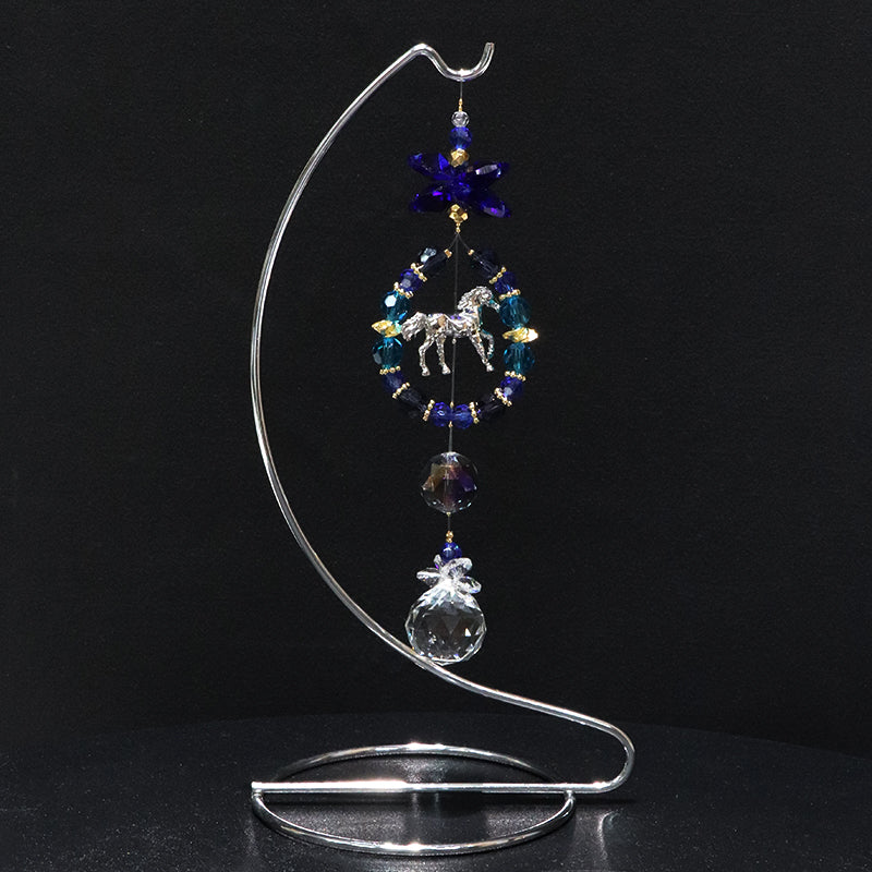 【予約販売（詳しくは本文をご確認ください）】サンキャッチャー　馬蹄(午)　全3種類　ショート　台付き　日本製  [co-g1773]