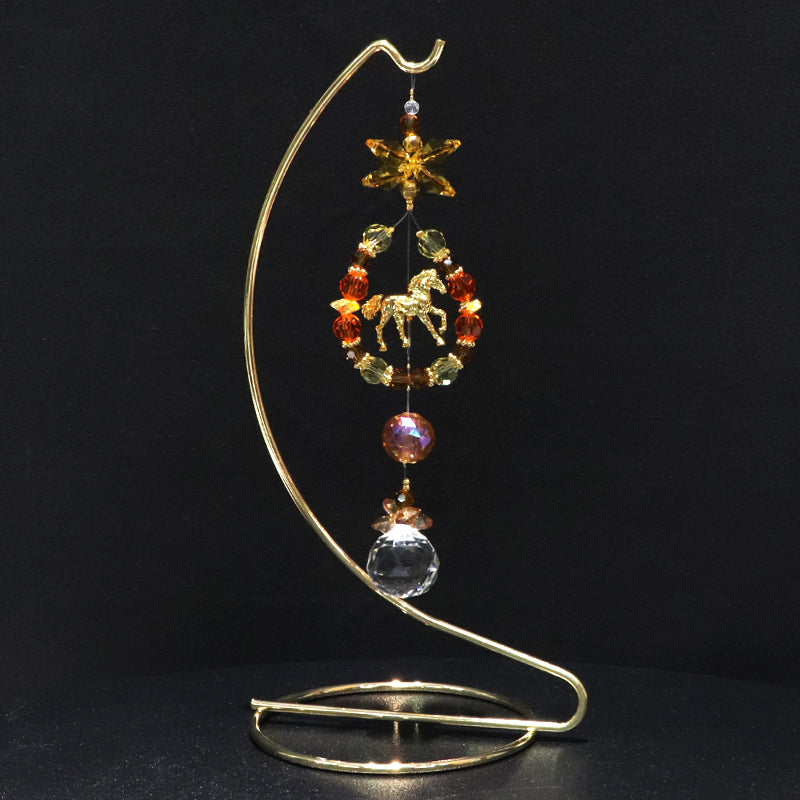 【予約販売（詳しくは本文をご確認ください）】サンキャッチャー　馬蹄(午)　全3種類　ショート　台付き　日本製  [co-g1773]