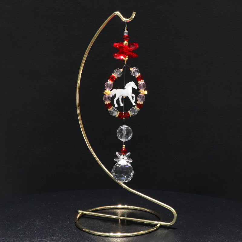 【予約販売（詳しくは本文をご確認ください）】サンキャッチャー　馬蹄(午)　全3種類　ショート　台付き　日本製  [co-g1773]