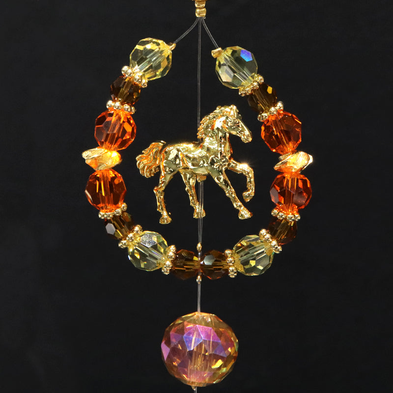 【予約販売（詳しくは本文をご確認ください）】サンキャッチャー　馬蹄(午)　全3種類　ショート　台付き　日本製  [co-g1773]