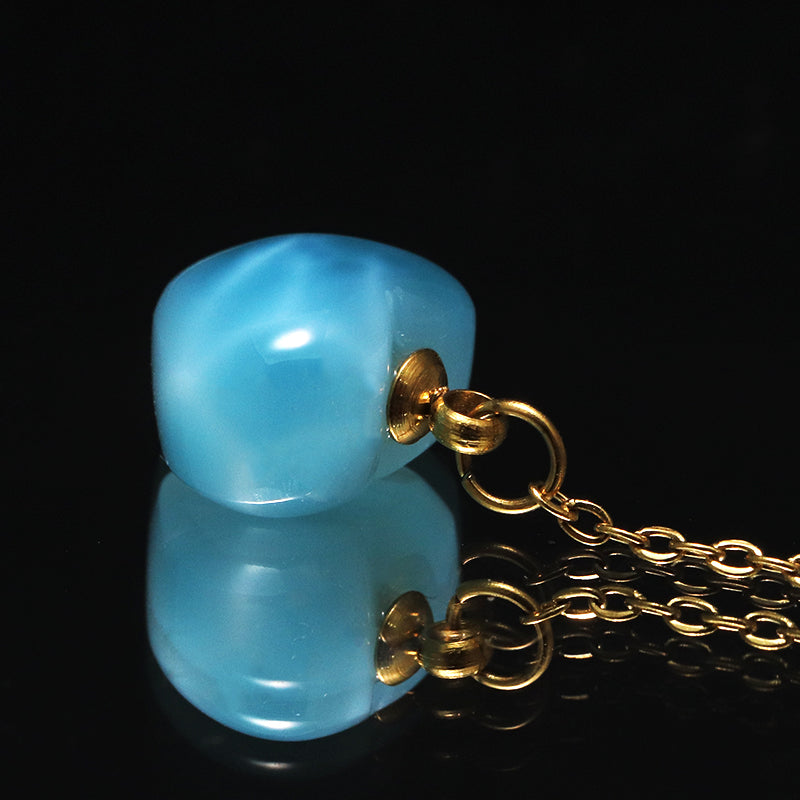 片耳ピアス　ラリマー＜ドミニカ産＞　ハート型　アメリカンチェーン　ゴールド　ステンレス製　 [co-g1774]