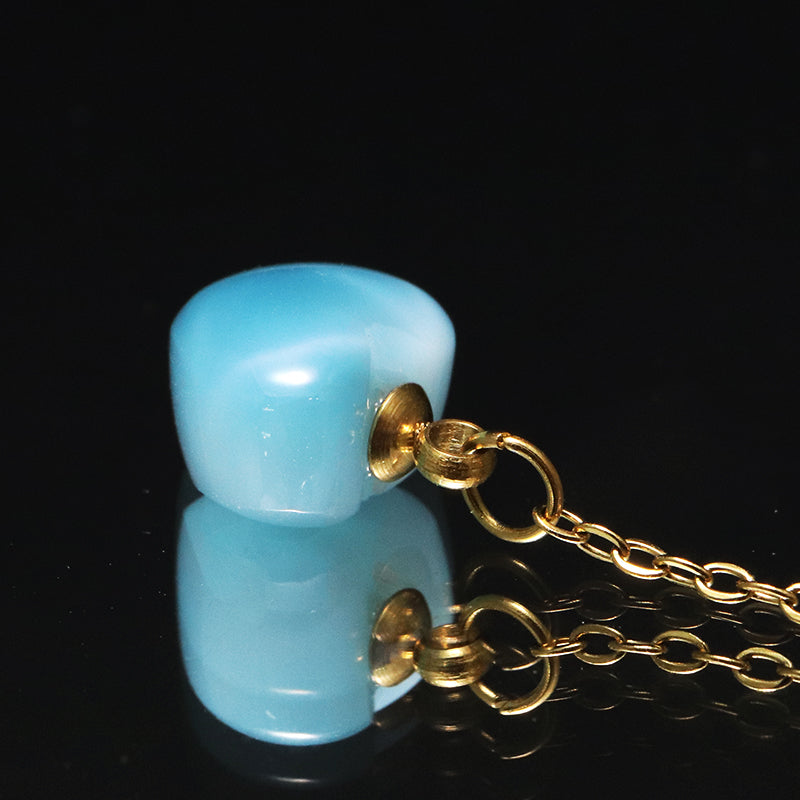 片耳ピアス　ラリマー＜ドミニカ産＞　ハート型　アメリカンチェーン　ゴールド　ステンレス製　 [co-g1775]