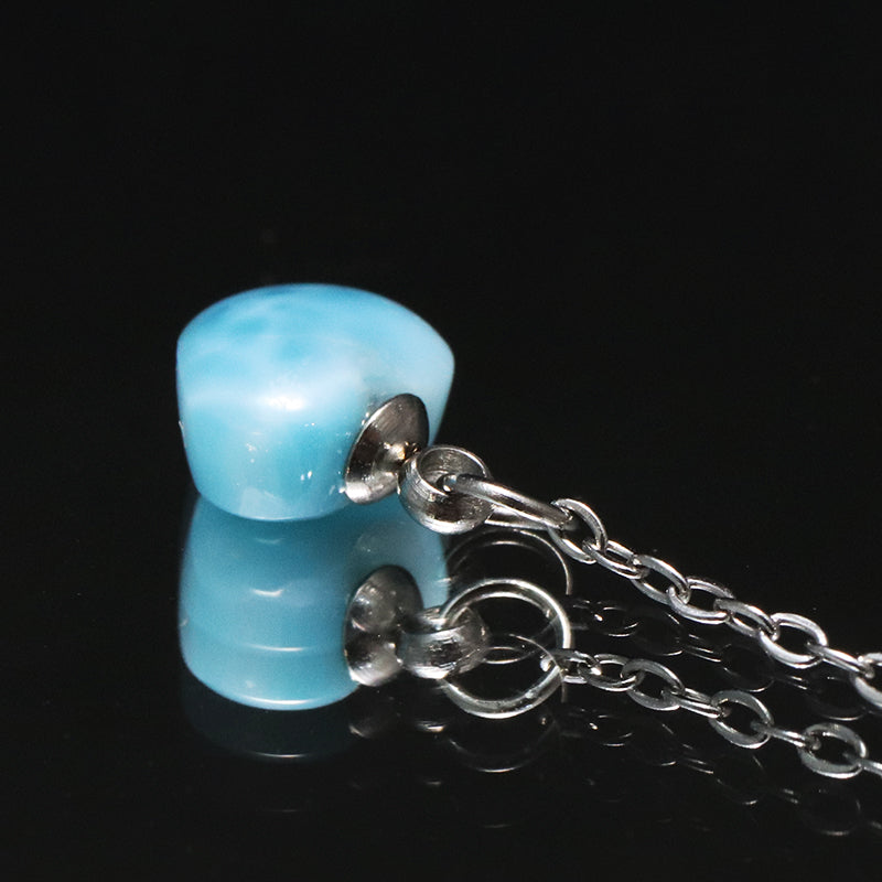 片耳ピアス　ラリマー＜ドミニカ産＞　ハート型　　アメリカンチェーン　シルバー　ステンレス製　 [co-g1777]