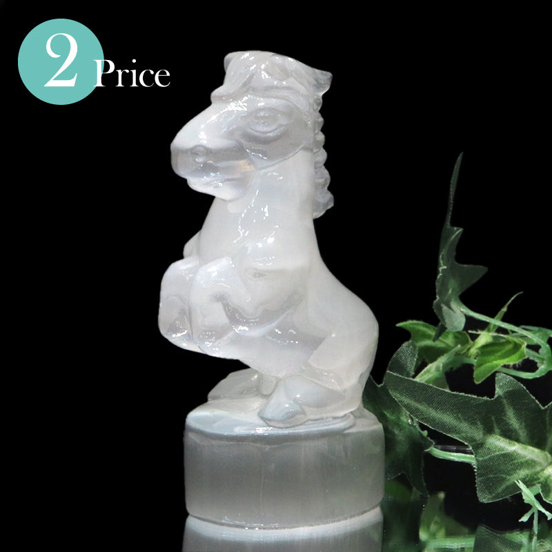 彫り物　セレナイト　馬　干支　午  [co-g1608]