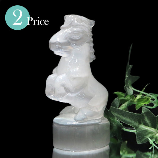 彫り物　セレナイト　馬　干支　午  [co-g1608]