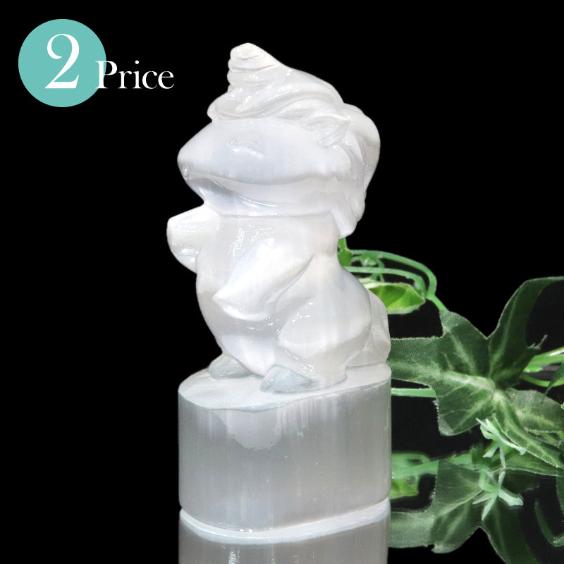 彫り物　セレナイト　ユニコーン  [co-g1609]