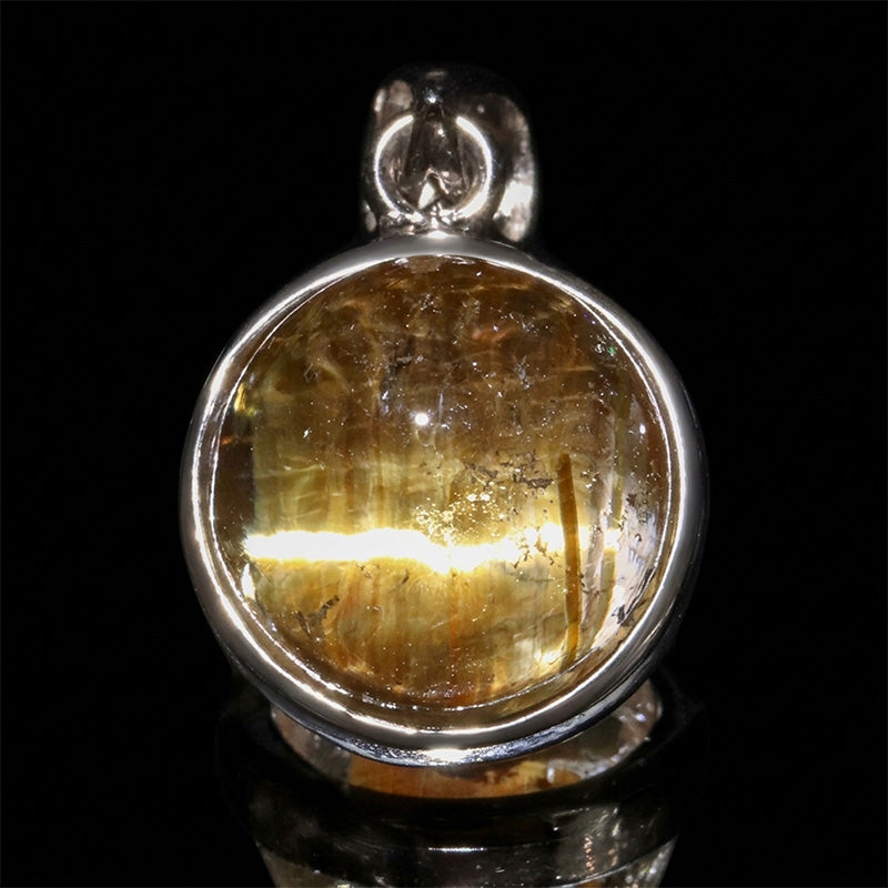 タイチンルチルキャッツアイ＜ブラジル産＞　約4～6ct　ラウンド型　Sliver925　ペンダントトップ　シルバーカラー　 [co-g3314]