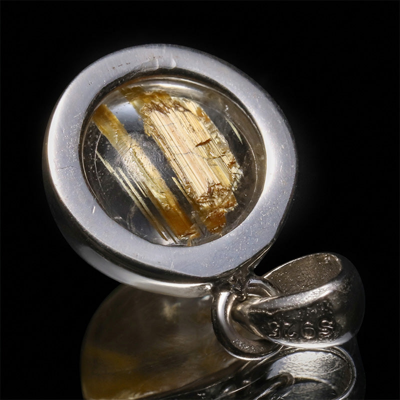 タイチンルチルキャッツアイ＜ブラジル産＞　約4～6ct　ラウンド型　Sliver925　ペンダントトップ　シルバーカラー　 [co-g3314]
