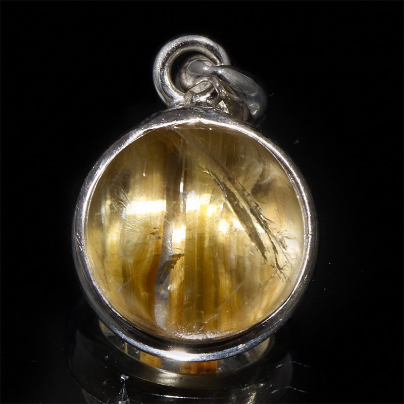タイチンルチルキャッツアイ＜ブラジル産＞　約4～6ct　ラウンド型　Sliver925　ペンダントトップ　シルバーカラー　 [co-g3314]