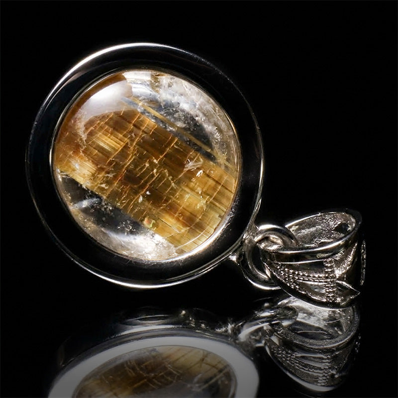 タイチンルチルキャッツアイ＜ブラジル産＞　約4～6ct　ラウンド型　Sliver925　ペンダントトップ　シルバーカラー　 [co-g3314]