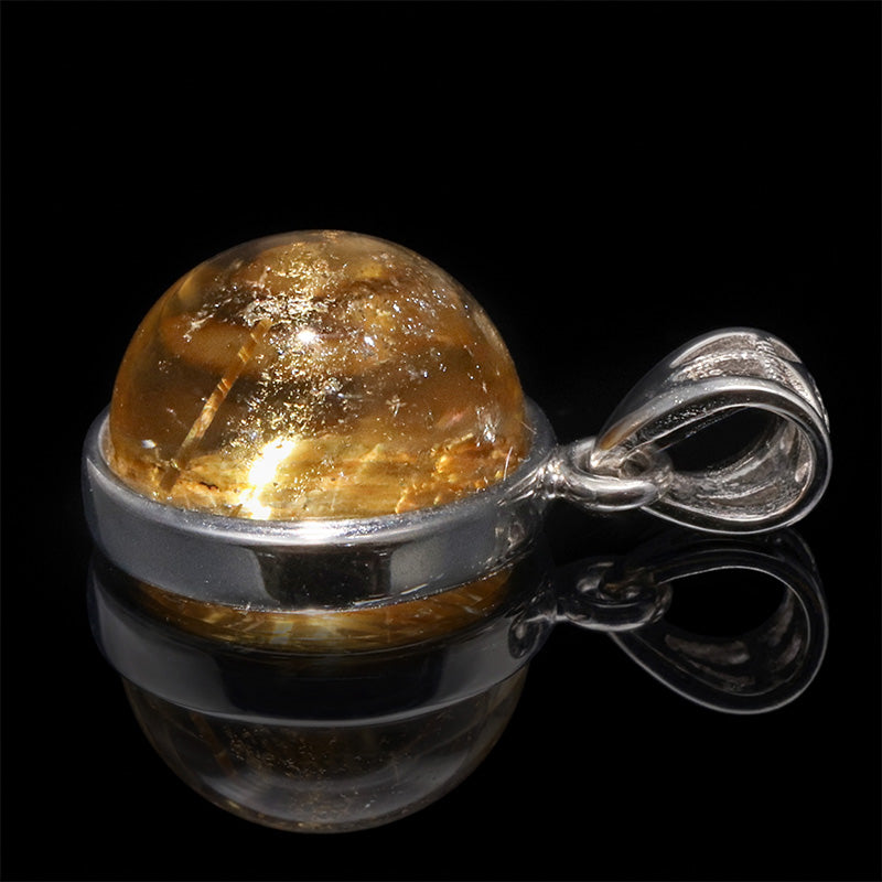 タイチンルチルキャッツアイ＜ブラジル産＞　約4～6ct　ラウンド型　Sliver925　ペンダントトップ　シルバーカラー　 [co-g3314]
