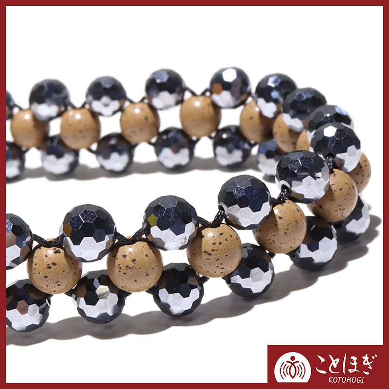 【ことほぎ】ペット用編みネックレス　テラヘルツ×北投石　約18.5cm　日本製 [co-g3003]