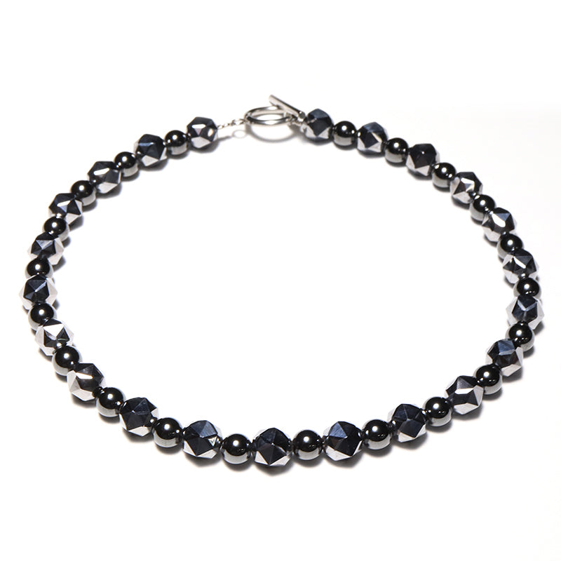 【ことほぎ】ペット用マンテルネックレス　テラヘルツスター8mm×ヘマタイト6mm　 [co-g2995]