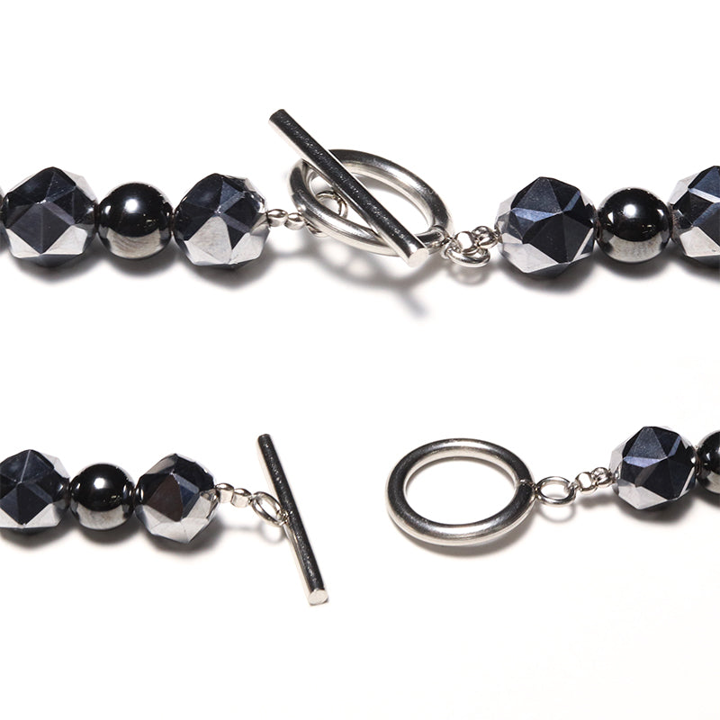 【ことほぎ】ペット用マンテルネックレス　テラヘルツスター8mm×ヘマタイト6mm　 [co-g2995]