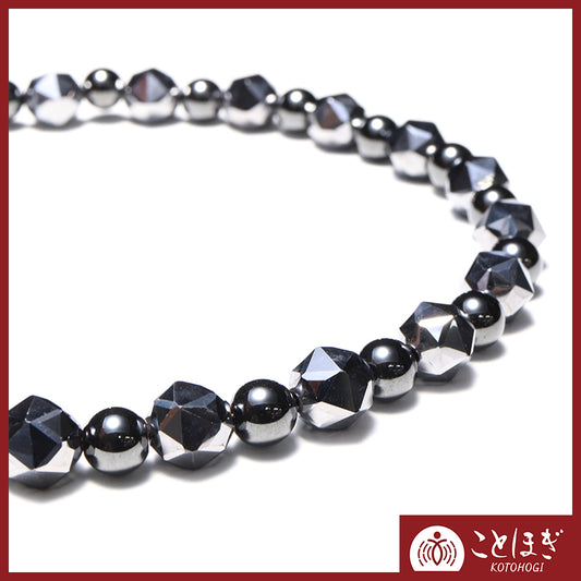 【ことほぎ】ペット用マンテルネックレス　テラヘルツスター8mm×ヘマタイト6mm　 [co-g2995]